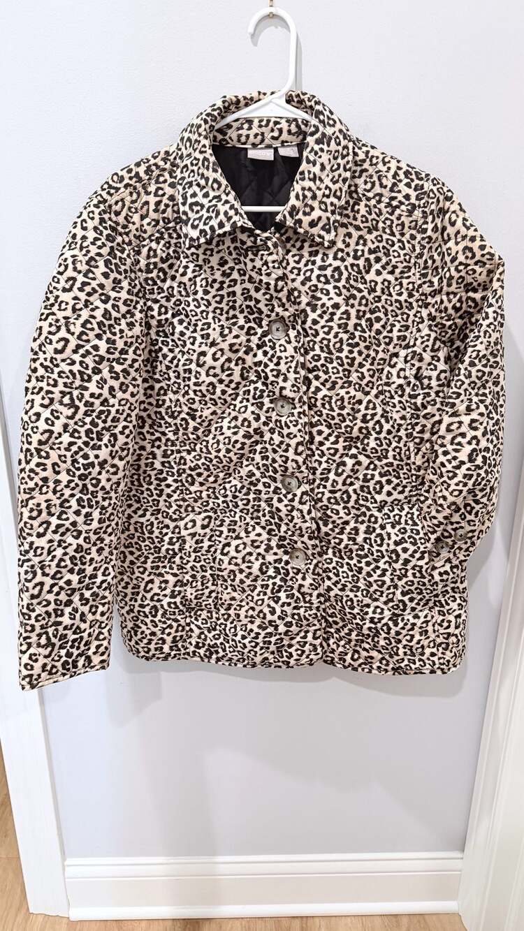 Chico's Quilted Animal Print Leopard Jacket Size 3 (US 16/18)